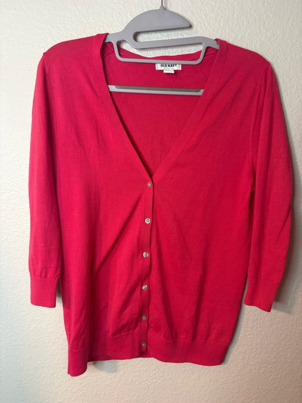 Old Navy Women’s Bright Pink V-Neck Button Cardigan